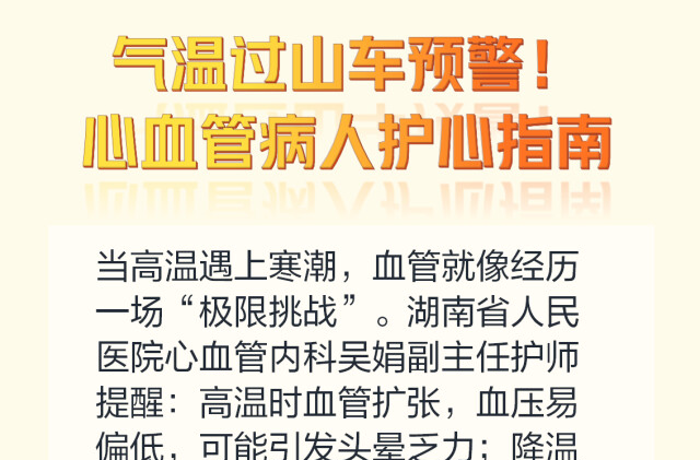 气温“过山车”预警！心血管病人必看的护心指南