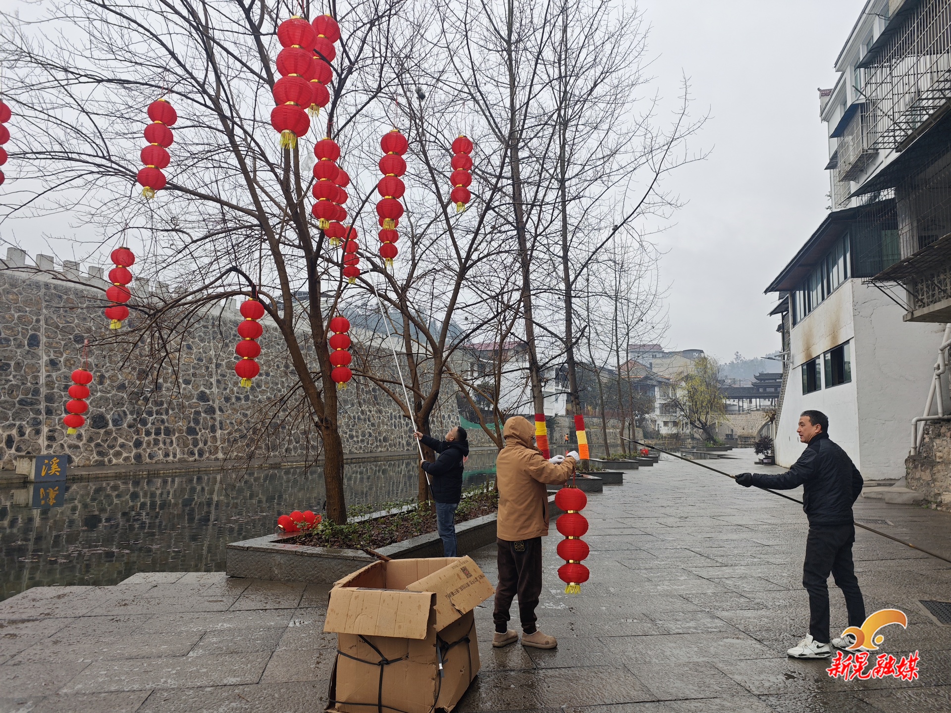 新春走基层丨县城管局：红灯笼映亮年味，精心营造春节氛围